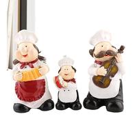 Decorazione della cucina da chef spesso | 3 pezzi Figurine sorridenti | Piccola decorazione della cucina - Per la sala da pranzo del ristorante della casa a tema e la dispensa