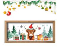 Decorazione Della Parete - 40x18x1,5cm In Legno Di Animali, Arte Della Parete Di Mucche In Legno Highland | Poster Di Casa Rustica, Pittura In Stile Country Per Bagno Soggiorno