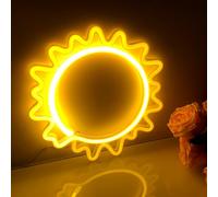 Decorazione della parete con il segno del neon del sole, luce del neon del sole giallo alimentata a batteria USB/3-AA, camera da letto della bambina, compleanno, Natale, festa di Halloween