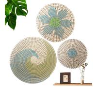 Decorazione Della Parete Del Cesto Tessuto - Arte Di Erbi Sea, Piatto Di Rattan Piatto | Cesto A Mano Rustico Set Di Sospensione, Accento Vassoio Decorativo Arte, Ornamento In Stile Fattoria Boho Per