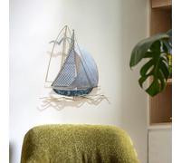 Decorazione della Parete della Barca A Vela in Metallo, Sculture Murali della Nave Nautica 3D, Barca A Vela della Spiaggia Costiera Fatta A Mano per La Casa Soggiorno Camera da Let, Sailboat-B