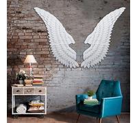 Decorazione della Parete di Ali di Metallo sospeso, Grande Decorazione della Parete dell'ala d'Angelo 3D, per casa, Camera da Letto, Soggiorno, Giardino,Bianca