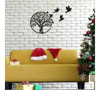 Decorazione della Parete in Metallo, Albero della Vita E della Pace Uccello Appeso Art Decor Albero Scultura della Parete, Decorazione Domestica Soggiorno Appeso A Parete Decorativo, Black, 49CM