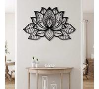 Decorazione della Parete Mandala, Arte della Parete del Fiore di Loto in Metallo, Decorazione per la Meditazione Yoga, per L'Ufficio della Camera da Letto Soggiorno Sala Yoga,Nero,60x40cm