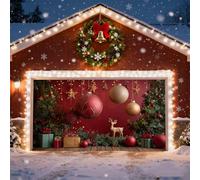 Decorazione della Porta del Garage di Natale, Banner di Natale per Porta del Garage Buon Natale Parete Santa Pupazzo di Neve Elan Teli di Fondo Garage Xmas Inverno per Parete Esterno Interno