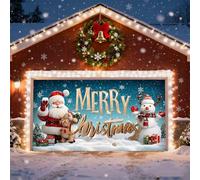 Decorazione della Porta del Garage di Natale, Banner di Natale per Porta del Garage Buon Natale Parete Santa Pupazzo di Neve Elan Teli di Sfondo Garage Xmas Inverno per Parete Esterno Interno