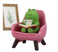 Decorazione della rana che beve il tè: statuetta in miniatura casual per scrivania, scena del divano, design giapponese, decorazione della tavola creativa, da collezione, piccola scultura per la casa