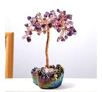 decorazione della stanza Albero della fortuna di cristallo di ametista naturale con base a grappolo di cristallo colorato a forma di cuore Alberi di pietre preziose viola Decorazioni for la casa