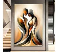 Decorazione della stanza in stile moderno, dipinto astratto, coppia, stampe su tela e poster, arte murale creativa (50x70 cm/cornice interna)