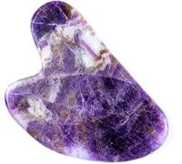 decorazione della stanza Strumento di massaggio for la cura del viso in pietra grezza di ametista Rullo di ametista Gua Sha Set di massaggi Massaggiatore di giada di cristallo naturale Viso Corpo Coll