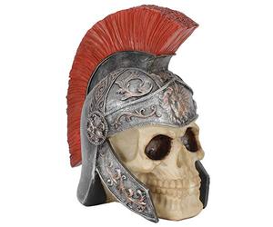 Decorazione della Statua del Teschio, Statue di Testa Umana Figurina del Teschio con Elmi Medievali Decorazione dello Scheletro in Resina Sculture della Testa Figurine da Collezione del Teschio