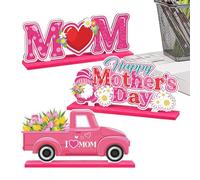 Decorazione della tavola per la festa della mamma - Poster decorativi da tavola felice festa della mamma, decorazioni in legno per la casa con cuore, centrotavola per scaffali, soggiorno e