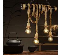 Decorazione della tavola Stile vintage Plafoniera Retrò in ferro industriale E27 Plafoniera Loft vintage Lampadario in canapa rustica Corda in ferro Candeliere Sospensione rotonda Plafoniera in ferro