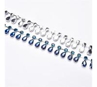 decorazione dell'acqua di perforazione, Catena con ciondolo a forma di goccia d'acqua in cristallo di vetro, larghezza 2,5 cm, con nappa e strass multicolore, diverse misure(Blue zircon,45cm)