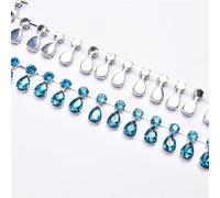decorazione dell'acqua di perforazione, Catena con ciondolo a forma di goccia d'acqua in cristallo di vetro, larghezza 2,5 cm, con nappa e strass multicolore, diverse misure(Aquamarine,45cm)