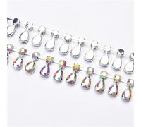decorazione dell'acqua di perforazione, Catena con ciondolo a forma di goccia d'acqua in cristallo di vetro, larghezza 2,5 cm, con nappa e strass multicolore, diverse misure(Crystal Ab,45cm)