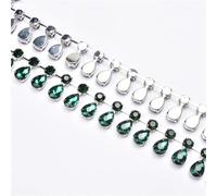 decorazione dell'acqua di perforazione, Catena con ciondolo a forma di goccia d'acqua in cristallo di vetro, larghezza 2,5 cm, con nappa e strass multicolore, diverse misure(GN zircon,1 yard)