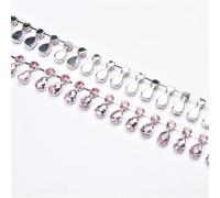 decorazione dell'acqua di perforazione, Catena con ciondolo a forma di goccia d'acqua in cristallo di vetro, larghezza 2,5 cm, con nappa e strass multicolore, diverse misure(Pink,45cm)