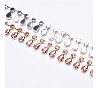 decorazione dell'acqua di perforazione, Catena con ciondolo a forma di goccia d'acqua in cristallo di vetro, larghezza 2,5 cm, con nappa e strass multicolore, diverse misure(Champagne,1 yard)