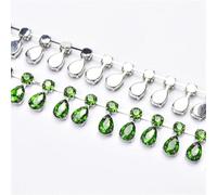 decorazione dell'acqua di perforazione, Catena con ciondolo a forma di goccia d'acqua in cristallo di vetro, larghezza 2,5 cm, con nappa e strass multicolore, diverse misure(Royal GN,1 yard)
