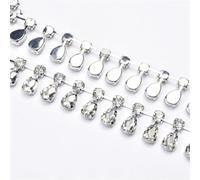 decorazione dell'acqua di perforazione, Catena con ciondolo a forma di goccia d'acqua in cristallo di vetro, larghezza 2,5 cm, con nappa e strass multicolore, diverse misure(Clear,1 yard)