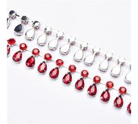 decorazione dell'acqua di perforazione, Catena con ciondolo a forma di goccia d'acqua in cristallo di vetro, larghezza 2,5 cm, con nappa e strass multicolore, diverse misure(Red,1 yard)