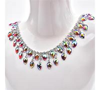 decorazione dell'acqua di perforazione, Catena con nappa di strass multicolore, larghezza 3,7 cm, diverse misure(Silver,90cm)