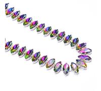 decorazione dell'acqua di perforazione, Catena con occhio di cavallo a forma di foglia con strass di cristallo multicolore, diverse misure(Flame color,1.5cm wide#1 yard)