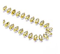 decorazione dell'acqua di perforazione, Catena con occhio di cavallo a forma di foglia con strass di cristallo multicolore, diverse misure(Topaz,1cm wide#45cm lenght)