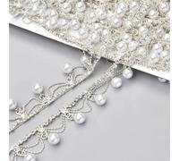 decorazione dell'acqua di perforazione, Nappa con frange in strass di cristallo da cucire, larghezza 2 cm, oro e argento, 1 iarda(Silver)