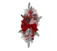 Decorazione delle scale di Natale Cordini 60x30 cm Pvc squisito Swag delle scale realistiche per parete da tavolo (Rosso senza luce)