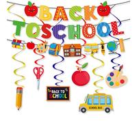 Decorazione di Appeso di Inizio Scuola, Welcome Back To School Banner e Colorati Turbinii Appesi, Decorazione di Feste di Inizio dI Scuola, Primo Giorno di Scuola Partito Forniture per Aula ufficio