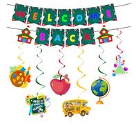 Decorazione di Appeso di Inizio Scuola, Welcome Back To School Banner e Turbinii Appesi, Decorazione di Feste di Inizio dI Scuola, Primo Giorno di Scuola Feste Forniture per Aula ufficio (Verde)