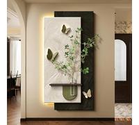 Decorazione di arte della parete 3D con la luce del LED, decorazione | Decorazione da parete 3D con luce LED, scultura luminosa e pianta artificiale per decorazione moderna del corridoio