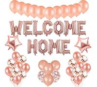 Decorazione di benvenuto per la casa Set oro rosa Neonata, palloncini in stagnola con lettere di elio Banner welcome home, Palloncino foil in lattice per neonato Deco per la festa di famiglia in casa