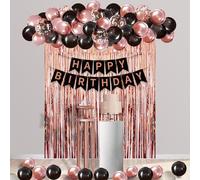 Decorazione di compleanno oro rosa nero decorazione, palloncini oro rosa buon compleanno banner palloncino scintillante tenda, per le donne 18. 21. 30. 40. 50