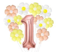 Decorazione di compleanno per 1 anno con margherita, palloncino in pellicola,decorazione per il 1° compleanno ragazza ragazzo, palloncino elio 1 oro rosa per compleanno bambini decorazione