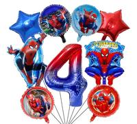 Decorazione di compleanno per bambini di 4 anni, Set di 9 palloncini in lamina a forma di cartone animato, Tra cui Rotondo, Stella a cinque punte e palloncini a forma umana, Decorazioni per feste