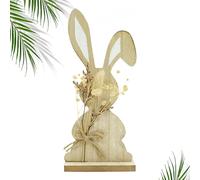 Decorazione di Coniglio in Legno - Decorazione di Pasqua Primaverile, Ornamenti per Il Desktop Coniglietto in Legno di Pasqua | Bunny con in Mano Una Scultura per Animali intagliati in Legno Bouquet,