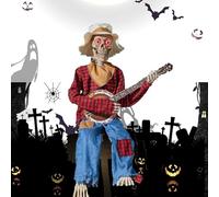 Decorazione di Halloween Divertente Scheletri In Duello Decorazione Con Giunti Mobili Luminosi Occhi Per Le Vacanze Giardino Passerella Sfondo Foto Negozio Frontvera