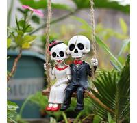 Decorazione di Halloween finestra non muore mai matrimonio sposa e sposo scheletro coppia statuetta 5. 190,5 cm alto giorno dei morti DOD Ossario nuziale macabro statua notte di Halloween (nero, 7 x 5