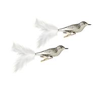 Decorazione di Natale 20cm 2 Confezione con Clip Metallico Uccelli Piume Coda