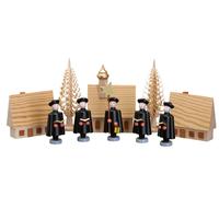 Decorazione di Natale Figure Coro,Alberi Case + Chiesa Chiaro Altezza 10cm Nuovo
