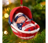 Decorazione di Natale Personalizzata 2025 con Nome, Decorazioni per il Primo Natale del Bambino, Addobbo Natalizio per la Prima Nascita, Idea Regalo per Neogenitori, Mamma e Papà
