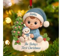 Decorazione di Natale Personalizzata 2025 con Nome, Decorazioni per il Primo Natale del Bambino, Addobbo Natalizio per la Prima Nascita, Idea Regalo per Neogenitori, Mamma e Papà