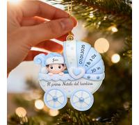 Decorazione di Natale Personalizzata 2025 in Acrilico con Nome e Caratteristiche del Bambino - Addobbo Natalizio per la Prima Nascita - Idea Regalo per Neogenitori, Mamma e Papà