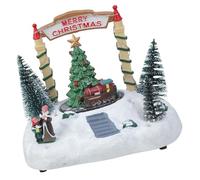 Decorazione di Natale rotante della resina di facile utilizzo della scatola di musica con i sistemi di illuminazione del giocatore e degli ambienti di illuminazione LED rotante