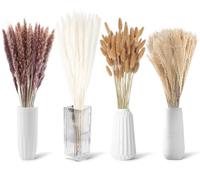 Decorazione di Pampas Grass Naturale, 100 pezzi di erba di Pampas con fiori secchi di Bunny Tails, mazzi di erba di canna per matrimoni, fiori boho e decorazioni per tavoli domestici
