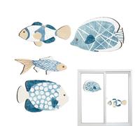 Decorazione Di Pesce Costiero Per Muro - 4 Sculture A Parete In Legno | Arredamento In Stile Spiaggia Vintage Per Casa, Bagno, Camera Da Letto, Soggiorno, Finestra O Cottage Per Le Vacanze, De