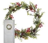 Decorazione di piante naturali resistenti alle intemperie per porte d'ingresso della finestra del camino del soffitto della parete interna | Ghirlande artificiali, verdure di Natale con una